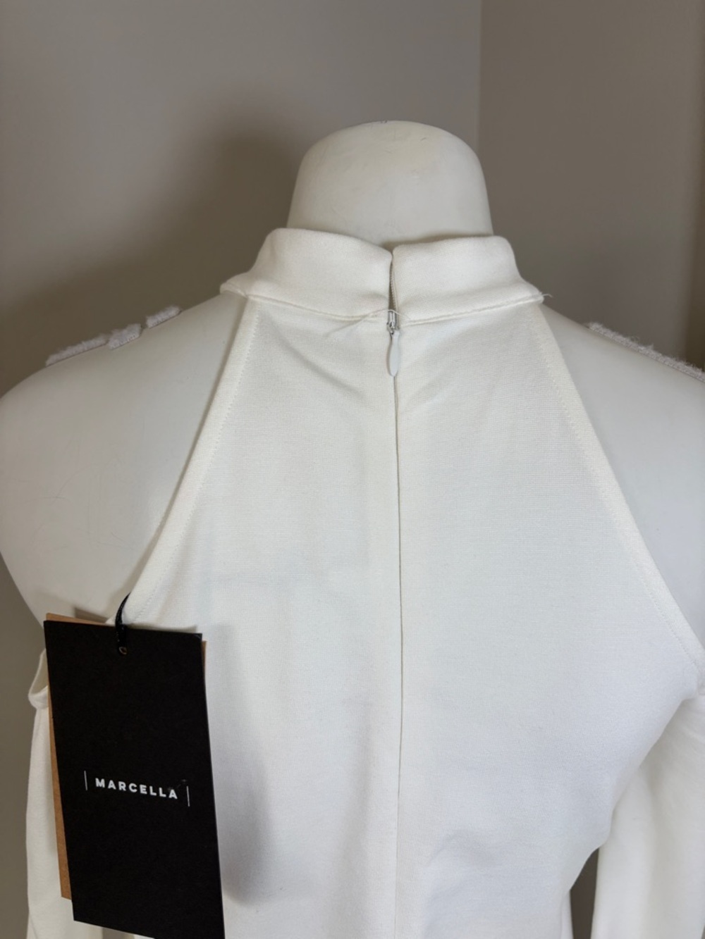 Marcella Kalene Dress Off White Long Sleeve Maxi Mock Neck Sz S NEW - Picture 7 of 12
